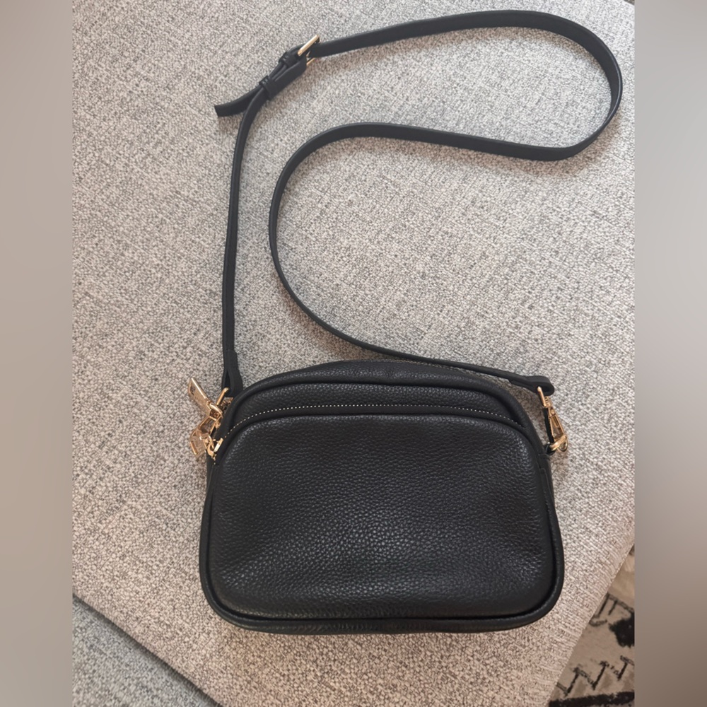 Pom Pom London Black Leather Original Crossbody Bag